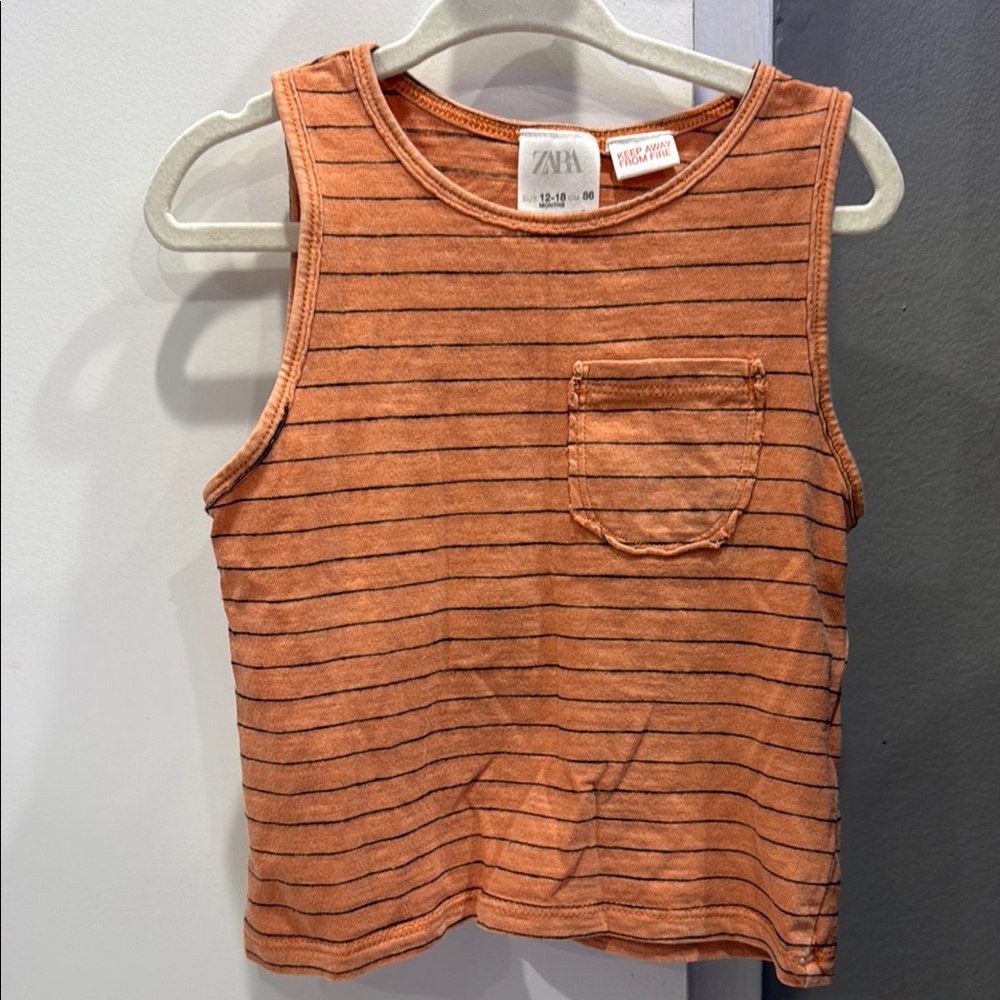 Zara Kids Orange Striped Tank Top